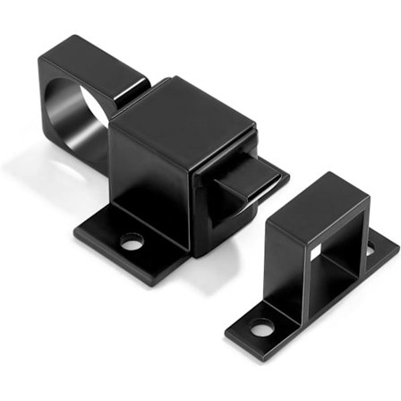 2-pack Självstängande Lås, Svart Fjäderlås, Automatisk Grindlås i Aluminiumlegering med Fjäderbelastad Pinne, Säkerhetslås för Fönster & Skåp