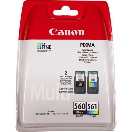 Canon PG-560 / CL-561 Multipack - 2-pack - svart, farge (cyan, magenta, gul) - original - blekkpatron