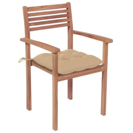 Vidaxl Trädgårdsstolar Med Beige Dynor 4 St Massiv Teak Beige