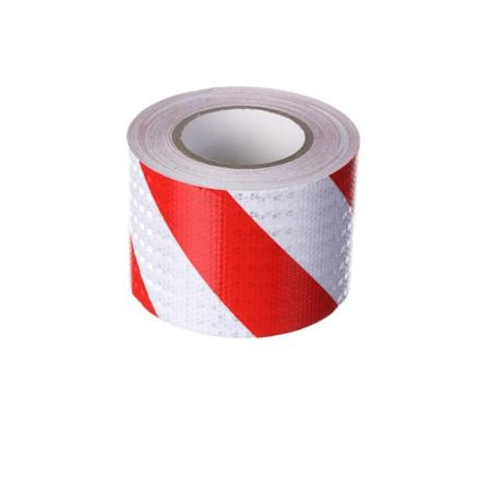 Punainen ja valkoinen twill-heijastava varoitusnauha 10 cm leveä ja 25 m pitkä.