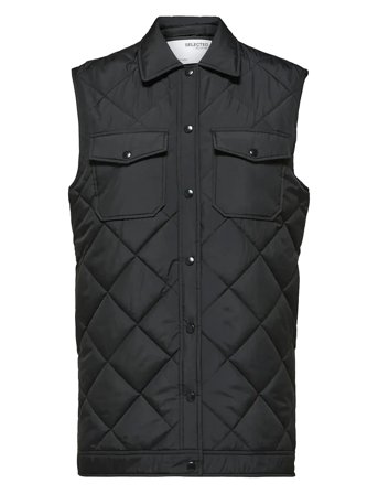 Slftinna Long Quilted Vest Black Selected