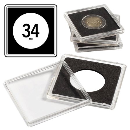 QUADRUM firkantede møntkapsler til mønt Ø 34 mm - 10 stk. - Leuchtturm