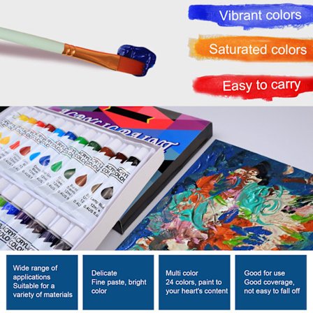 24 farver gouache tubesæt 12 ml hver vandtæt stærk dækevne akrylmalingssæt med farvekort til stofsten