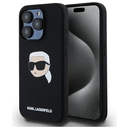 Karl Lagerfeld KLHMP15LSKHPPLK iPhone 15 Pro 6.1" Black Hardcase Silicone Karl Head Print MagSafe