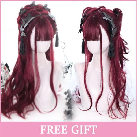 Lång Ombre Färgglad Syntetisk Cosplay Lolita Harajuku Peruk Med B