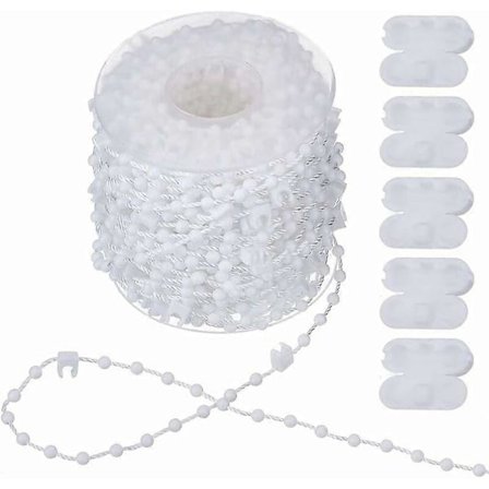 20m Kjede for Vertikale Persienner - Tilbehør til Vertikale Persienner og 5 Persienne Snor Koblinger - Bunnkjede for Vertikale Persienner for 89mm 