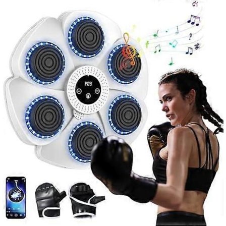 Musik Boksemaskine, 2024 Ny Smart Væg Boksemaskine - Bluetooth med Boksehandsker Voksne Børn 9 Hastigheder og Nedtællingsfunktion