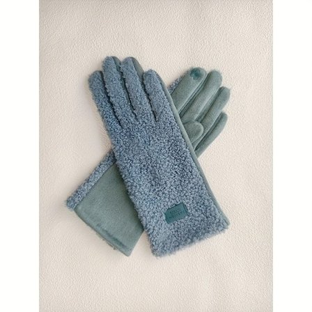 1 par, Teddy touchscreen-handsker til damer, termiske efterårs-/vinterhandsker, fingerløse handsker, damehandsker, dame [DB]