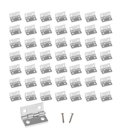 Minihængsler 50 stk. Små Hængsler Messinghængsel til Håndværk, Små Smykkeskrin, Dukkehuse med Skruetrækker og 200 Skruer