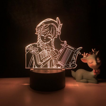 Qinwei Game Character 3D Illusion Lampe 16 Farver LED Natlys med Touch Fjernbetjening til Børn Soverværelse Dekoration -- Kokusei (Sort Sæde)