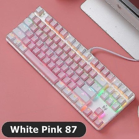 Qwert Blåt Mekanisk USB Kablet Mekanisk Tastatur Blandet Baggrundsbelysning Med Blandede Farver