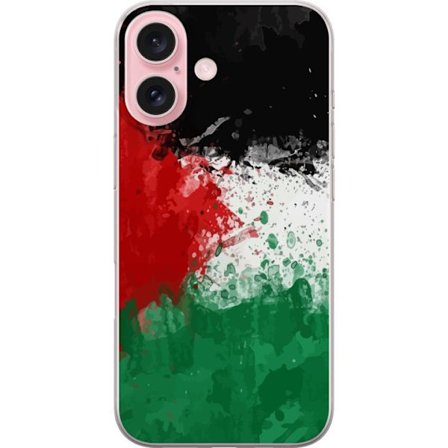 Kompatibelt Mobilskal till Apple Apple iPhone 16 Palestina flagga i färgstänk rött grönt svart vitt konstnärlig design som symboliserar hopp och