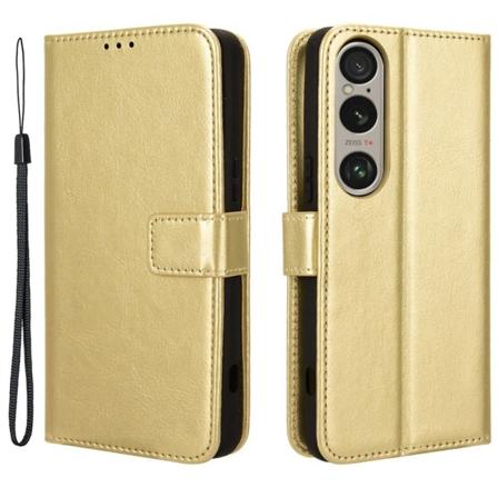 SKALO Sony Xperia 1 VI Crazy Horse Pungetui PU læder - Guld Gold