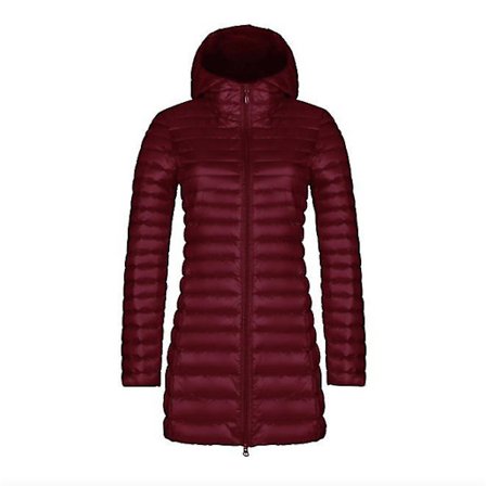 Høst og vinter ny mote dunjakke dame tynn seksjon lang seksjon hette koreansk versjon av den slanke store størrelsen enkel jakke Vinrød L