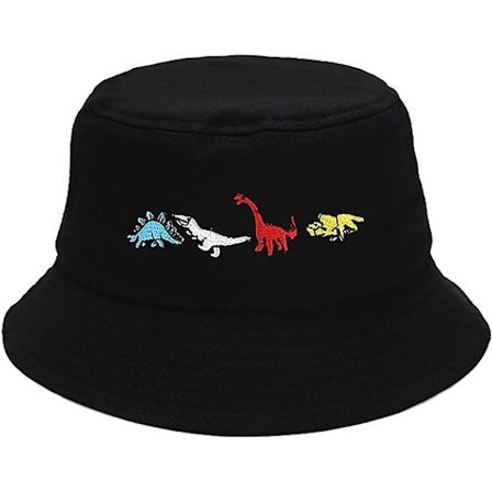 Mode Broderad Bucket Hat Fisherman Hat Män Kvinnor,Dinosaurie