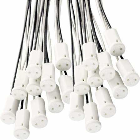 25 st G4 lamphållare G4 bas lamphållare med keramiskt uttag för G4 LED halogenlampa, 10 cm kabel