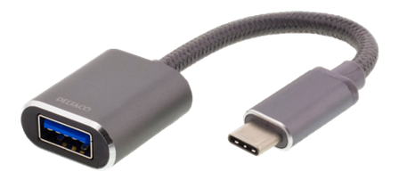 Deltaco USB type C-adapter - 24 pin USB-C til USB-type A - 11 cm