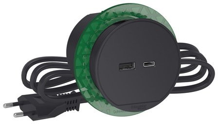 Schneider Electric XS USB-A/C Unica Bordenhet innebygd, 60 mm Grå, Strømbrytere & vegguttak