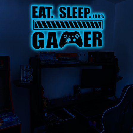 Game Wall Decal Glow in The Dark-Blue-Gamer Boy Wall Stickers Vi
