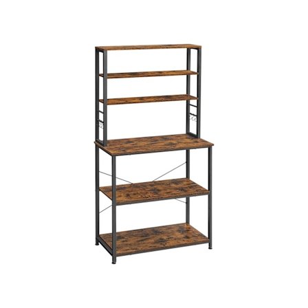 Rootz Vintage Brun-svart kökshylla - Skafferi Organizer - Förvaringsställ - Spånskiva och stål - 80 cm x 40 cm x 167 cm - 21 kg - 90 kg Lastkapacitet