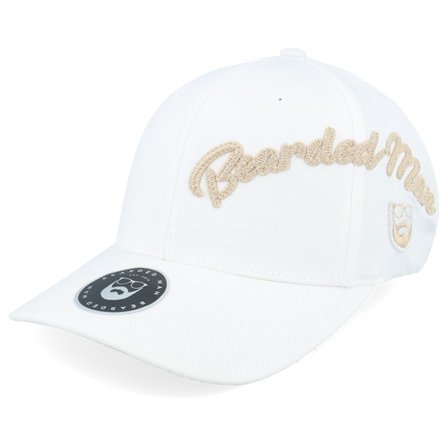 Bearded Man - White flexfit Czapka Z Daszkiem - Side Arch 3d Logo Khaki Wooly Combed White Flexfit @ Hatstore