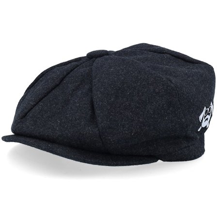 Bearded Man - Schwarz flatcap Cap - Bm Crossed Axes Sunset Charcoal Wool Baker Flat @ Hatstore