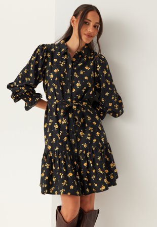 VILA - Viclo Yle L/S SHIRT DRESS - Black Beauty AOP:YLE
