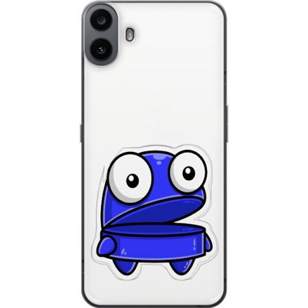 Yhteensopiva Puhelinkuori Nothing Nothing CMF Phone 1 Sininen piirroselokuva hahmo, jolla on avoin ilme ja suuret silmät hauskaan kuvitukseen