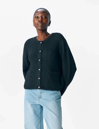 Object Objsaggia Re L/S Knit Cardigan Noos - Black - S