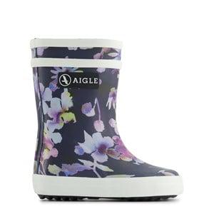 Kids - Aigle Dark Flower Baby Flac Rain Boots 20 EU - Boots - 20 EU - Blue