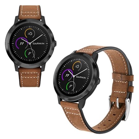 Garmin Vivoactive 3 / Vivomove HR læder Læder Urrem - Mørkebrun