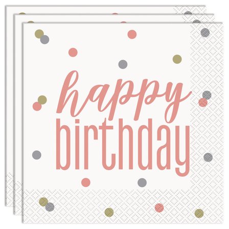 Happy Birthday Servietter Hvide & Pink