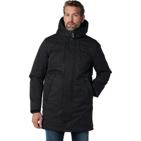 No Excess, Jacket long fit hooded twill black Zwart, Heren, Maat:M