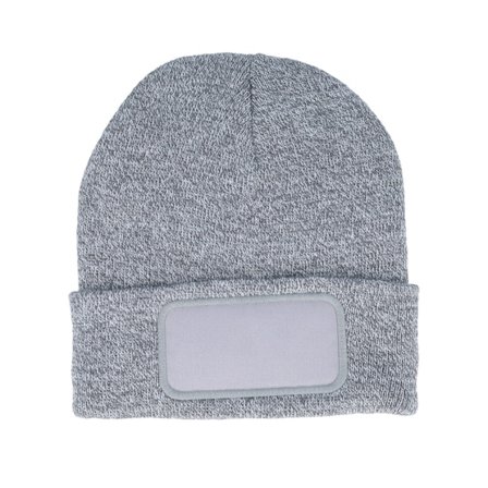 Beechfield - Grå cuff Beanie - Heather Grey Original Patch Cuff @ Hatstore