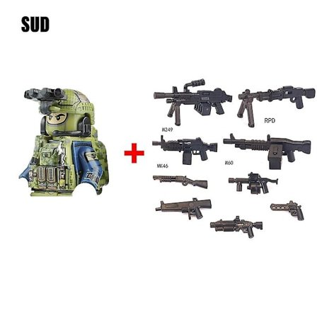 Militära byggklossar Soldatfigurer Gåvor Leksaker Vapen Gevär Special Force SWAT Arméväst Hjälm Explosionssäkra kläder MOC Fingerfärdighetsspel