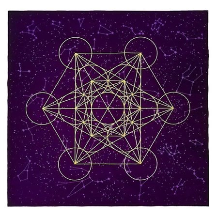Metatrone's Cub Crystal Grid Altare Tarotduk Duk Sammet Astrologi Tarot Spådomskort Bordsduk Gobeläng