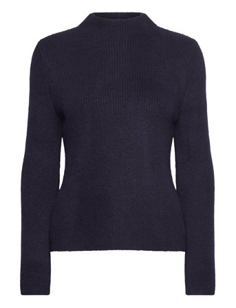 Knitted Sweater With Perkins Neck Navy Mango