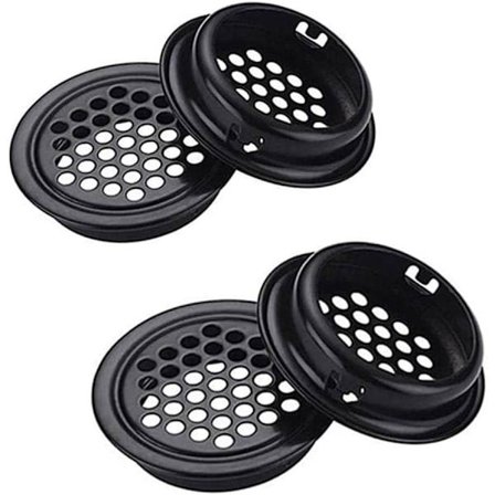 5-delt ventilationsgitter, sort rund mesh-ventilationsåbning til underside