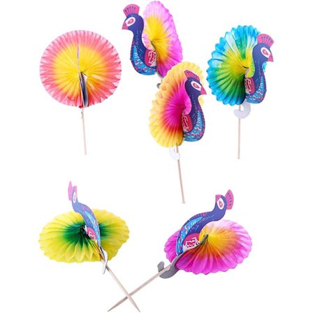 50 stk. Drikke Frugt Kage Pinde Picks Forret Cocktail Pinde Cupcake Toppers Paraply Påfugl Guldfisk Bryllup Fest Dekorationer (Tilfældig Stil)