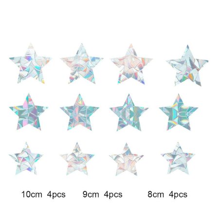 12 stk. runde vinduesdekorationer - Anti-kollisions vinduesklistermærker til at forhindre fugle i at ramme vinduet, ikke-klæbende prismatiske vinyl 