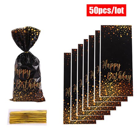 50 st Plast Godis Kex Packpåsar Födelsedagsfest Decorat