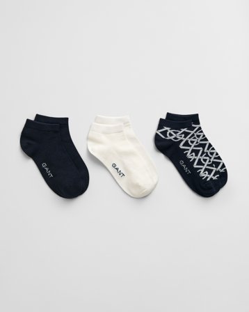 GANT Damen 3er-Pack Monogram Knöchelsocken (39-41) Marineblau