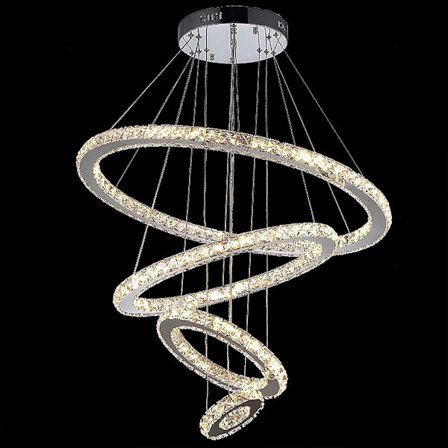 Himmennettävä 4-rengas LED-kattokruunu kristalliriipusvalaisin metalli