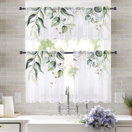 Rod Pocket Valance Topper Kortvåg Vattenfall Gardiner Draperier