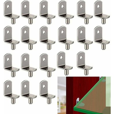 6MM hyllynkannatin 20 kappaletta niklattua terästä hyllyn tukijalka L-muotoinen hyllyn tukijalka niklattu hyllynkannatin reiällä kirjahyllyyn, BR