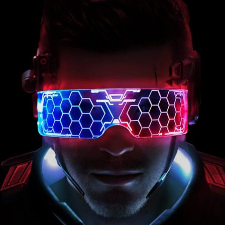 Cyberpunk LED-lys opp briller, LED Visor Briller Futuristiske Elektroniske Visor Briller Perfekt for Cosplay Festivaler Fest Nattklubb, DJ, Musikk, 