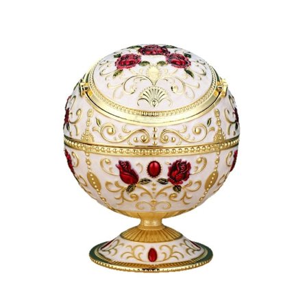 Metall askkopp med lock, vindtät, lämplig för terrasser inomhus och utomhus. Vit.