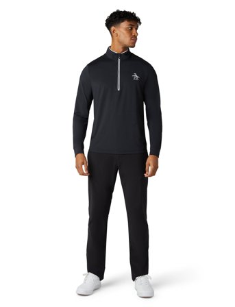 Original Penguin Golf Technical Earl 1/4 Zip Golf Sweater - Black - L