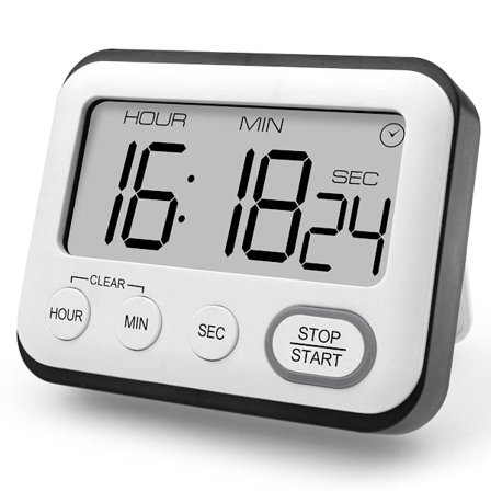 Kjøkken Timer Alarm Klokke Multifunksjonell Digital Matlaging Timer med Stor LCD-skjerm Magnetisk Stoppeklokke Timer med Klokke, Alarm Klokke, Magnet 