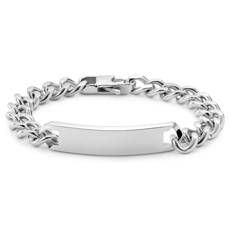 Nomen | 10 mm Silberfarbenes Edelstahl-ID-Armband für Männer - Edelstahl Armbänder